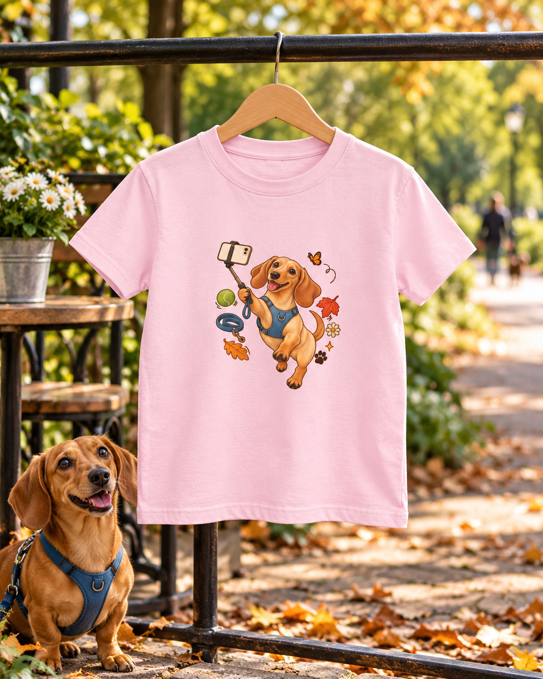 Selfie Dachshund Kids’ T-Shirt – Playful Everyday Design
