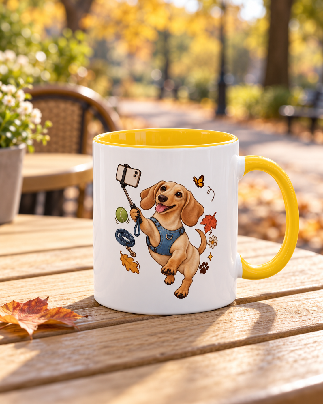 Selfie-Dackel Tasse – Fröhlicher Zweifarben-Becher