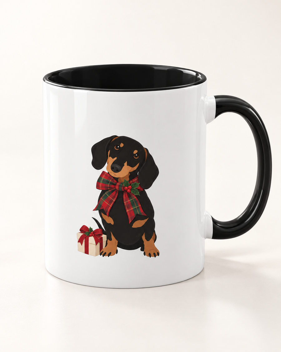 Dackel-Kaffeetasse – Verspielter Zweifarben-Becher, 11 oz