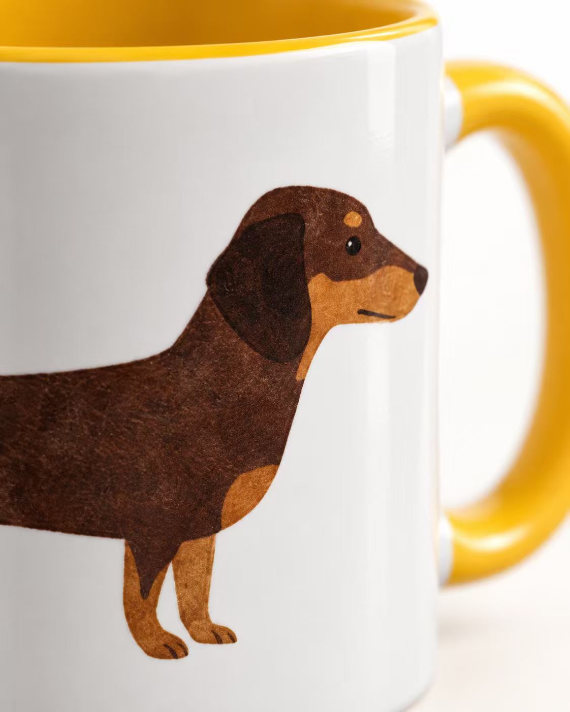 Red-Accent Dachshund Mug – Two-Tone 11 oz Cup