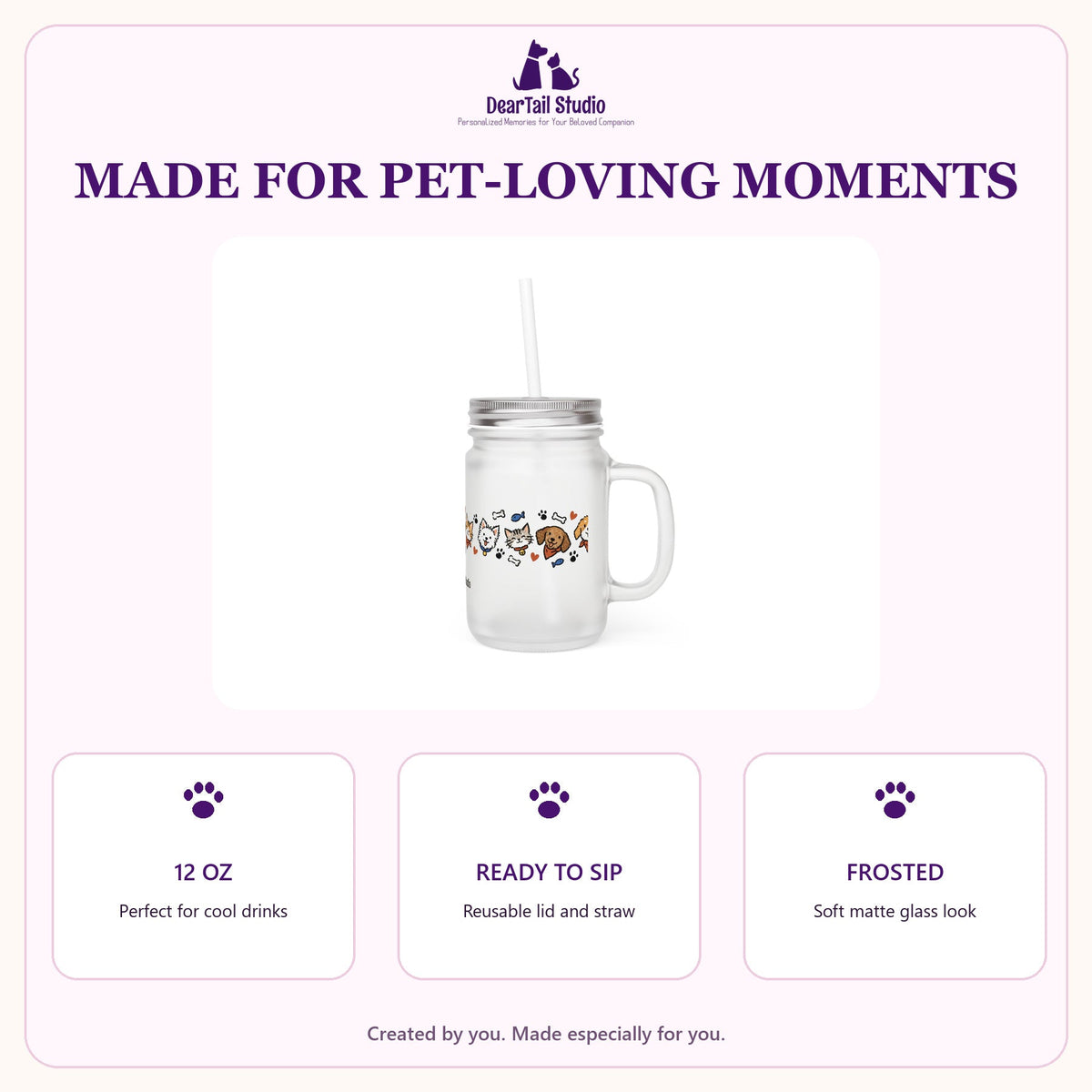 Personalised mason jar product features
