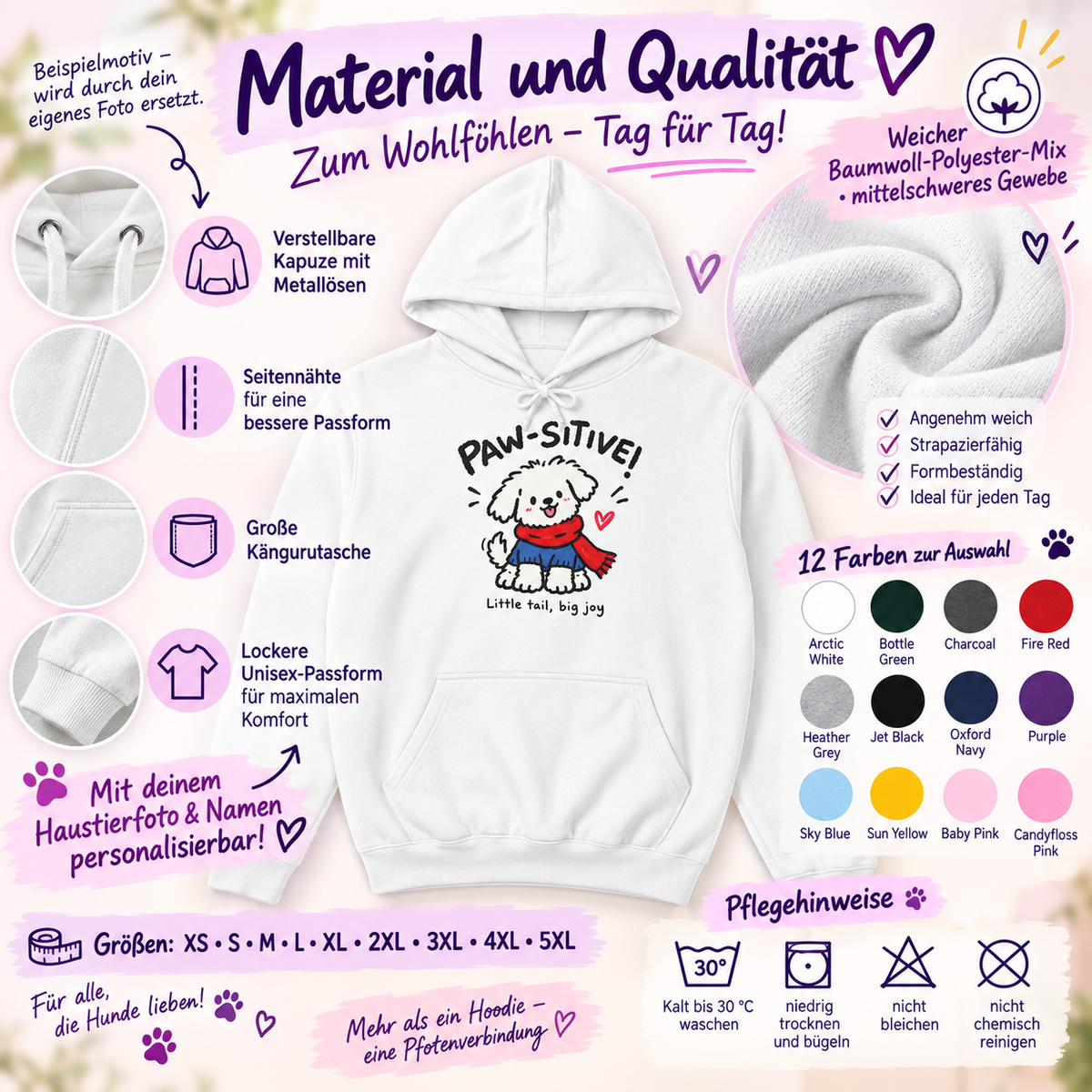 Personalisierter Stay Happy Haustier-Hoodie – Bild 4 von 6