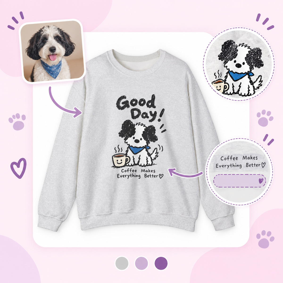 Personalisiertes Haustier-Sweatshirt – eigenes Foto und Name