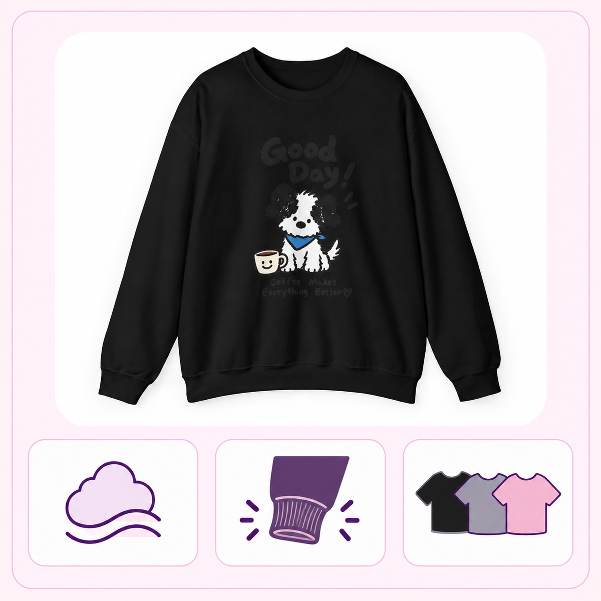 Personalisiertes Haustier-Sweatshirt – Material und Farben