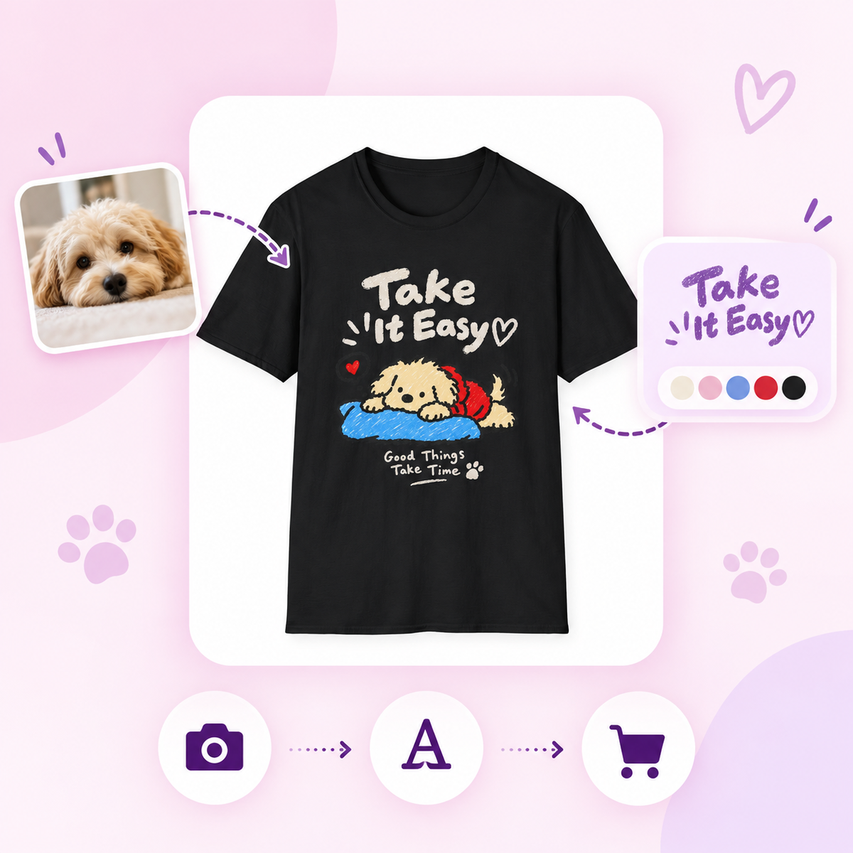 Personalisiertes Haustier-T-Shirt – eigenes Foto und Name